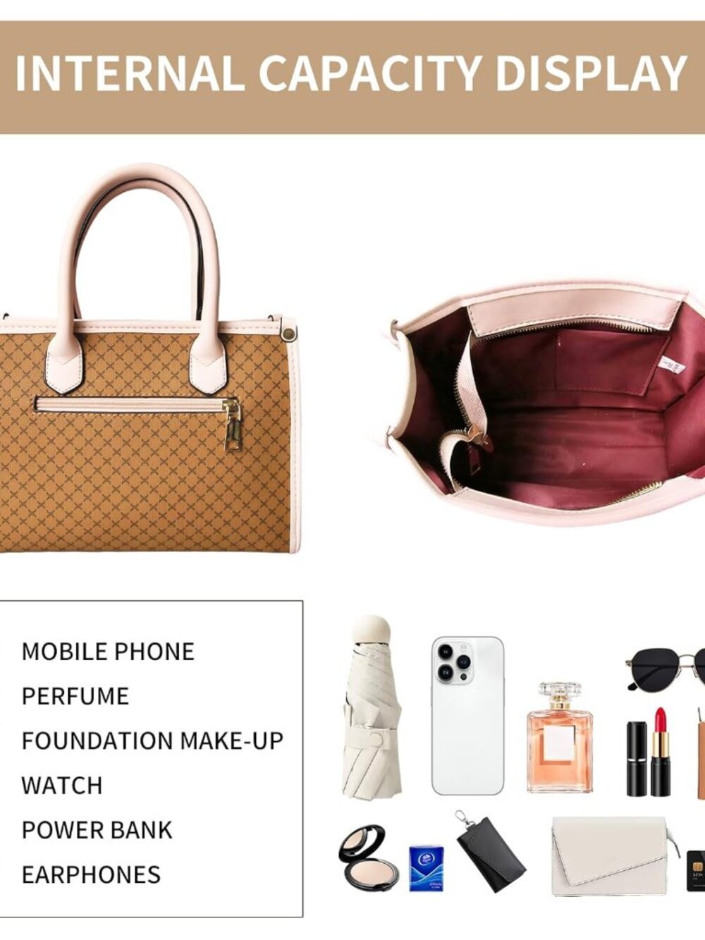 3pcs Purses and Handbags Set for Women, Top Handle Satchel Purse, Satchel Should - Picture 3 of 7